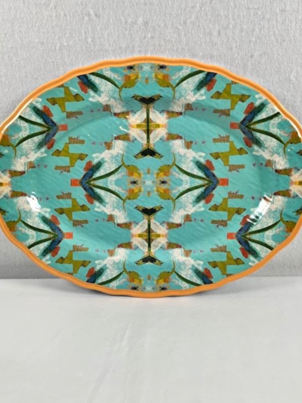 Laura Park Designs English Garden Turquoise Melamine Serving Platter 18"
